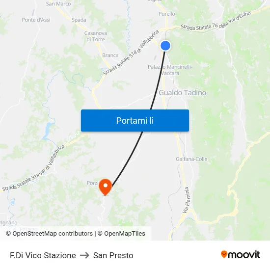 F.Di Vico Stazione to San Presto map