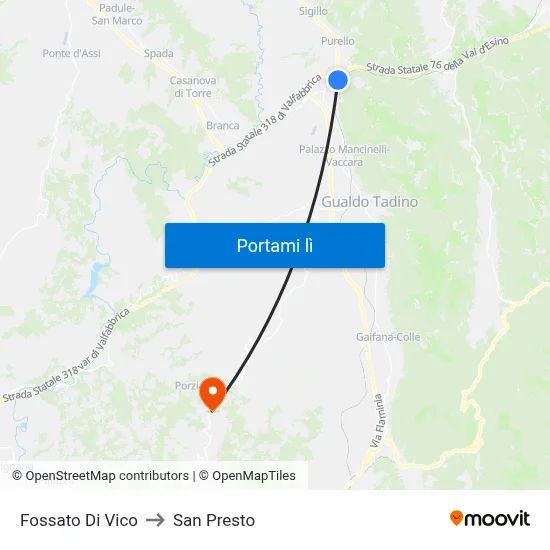 Fossato Di Vico to San Presto map