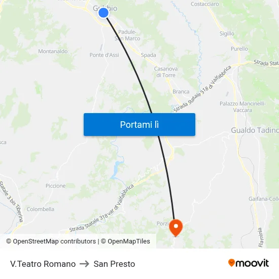 V.Teatro Romano to San Presto map