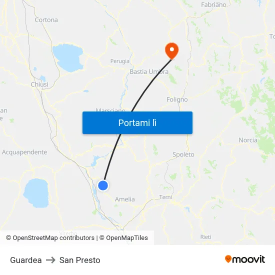 Guardea to San Presto map