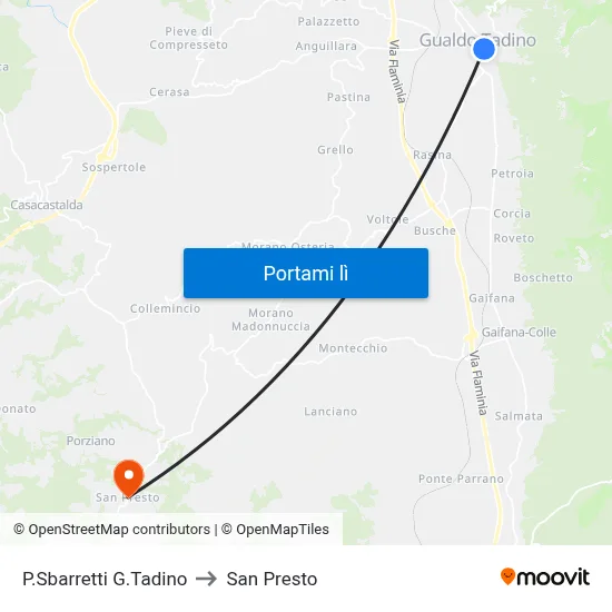 P.Sbarretti G.Tadino to San Presto map