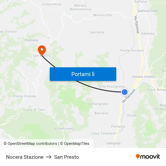 Nocera Stazione to San Presto map
