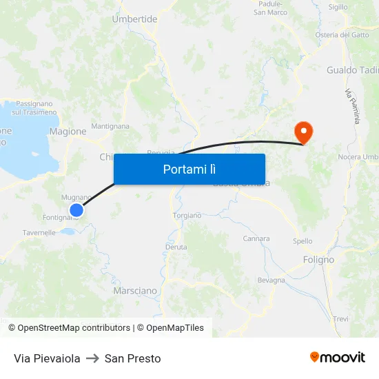 Via Pievaiola to San Presto map