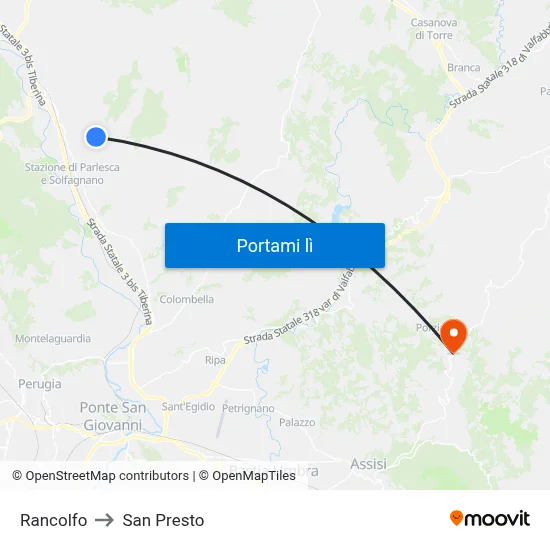 Rancolfo to San Presto map