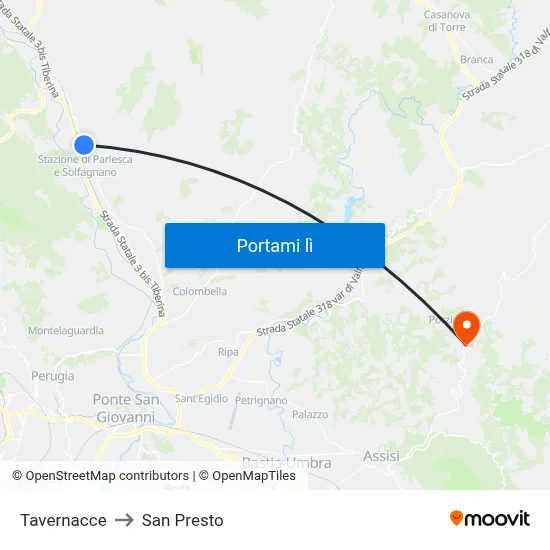 Tavernacce to San Presto map