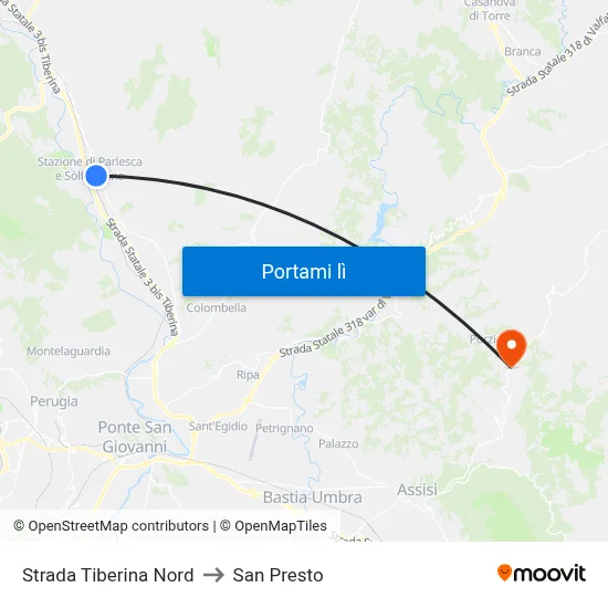 Strada Tiberina Nord to San Presto map