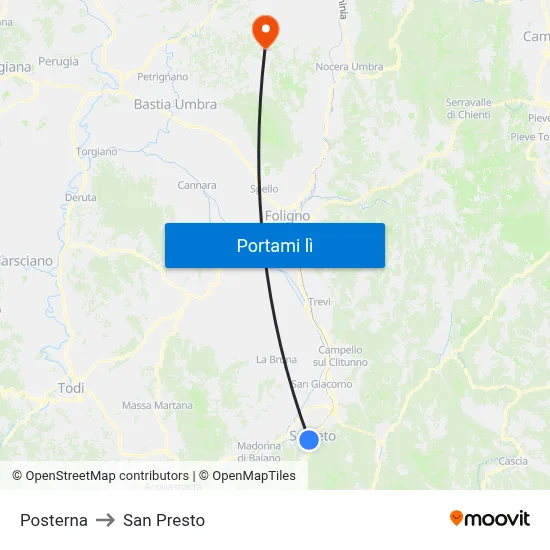 Posterna to San Presto map
