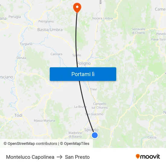 Monteluco Capolinea to San Presto map