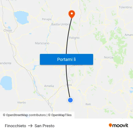Finocchieto to San Presto map