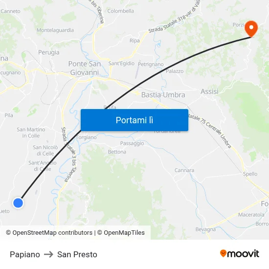 Papiano to San Presto map