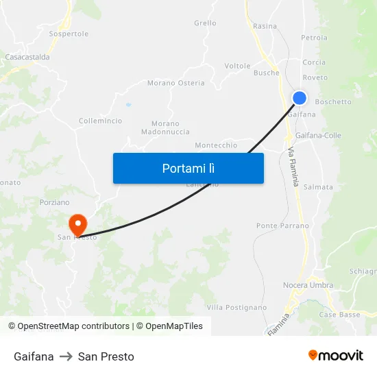 Gaifana to San Presto map