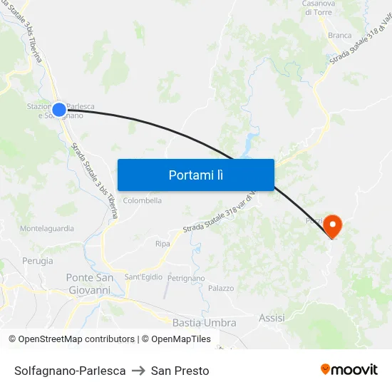 Solfagnano-Parlesca to San Presto map