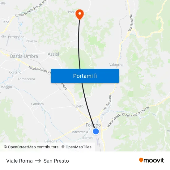 Viale Roma to San Presto map