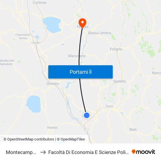 Montecampano to Facoltà Di Economia E Scienze Politiche map