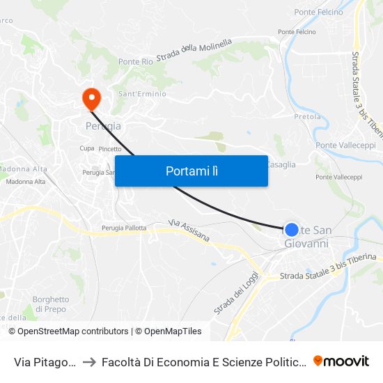 Via Pitagora to Facoltà Di Economia E Scienze Politiche map