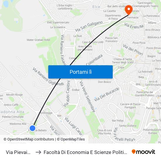 Via Pievaiola to Facoltà Di Economia E Scienze Politiche map