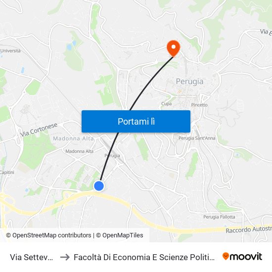 Via Settevalli to Facoltà Di Economia E Scienze Politiche map