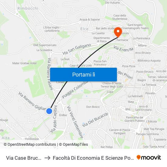 Via Case Bruciate to Facoltà Di Economia E Scienze Politiche map