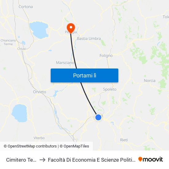 Cimitero Terni to Facoltà Di Economia E Scienze Politiche map