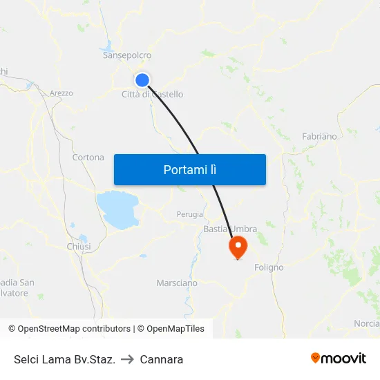 Selci Lama Bv.Staz. to Cannara map