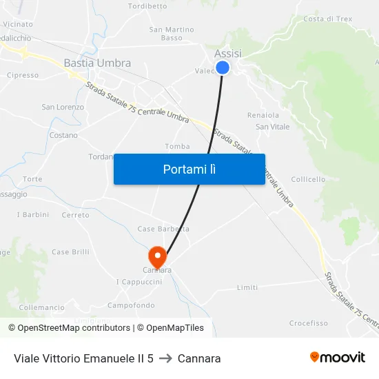 Viale Vittorio Emanuele II 5 to Cannara map