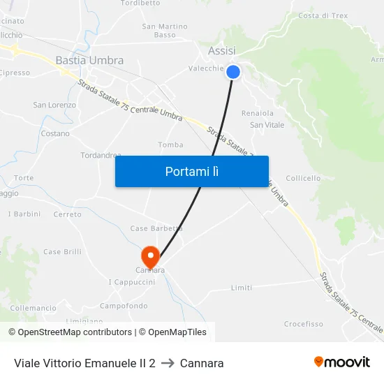 Viale Vittorio Emanuele II 2 to Cannara map