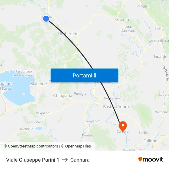 Viale Giuseppe Parini 1 to Cannara map