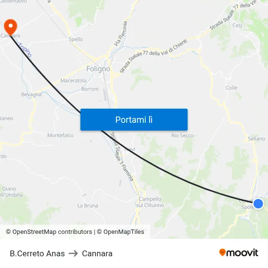 B.Cerreto Anas to Cannara map