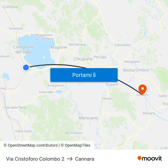 Via Cristoforo Colombo 2 to Cannara map