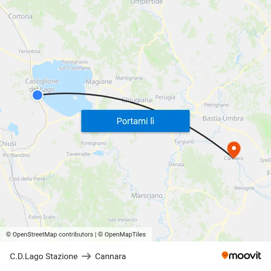C.D.Lago Stazione to Cannara map