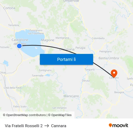 Via Fratelli Rosselli 2 to Cannara map