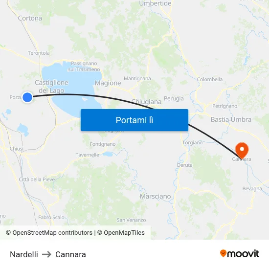 Nardelli to Cannara map