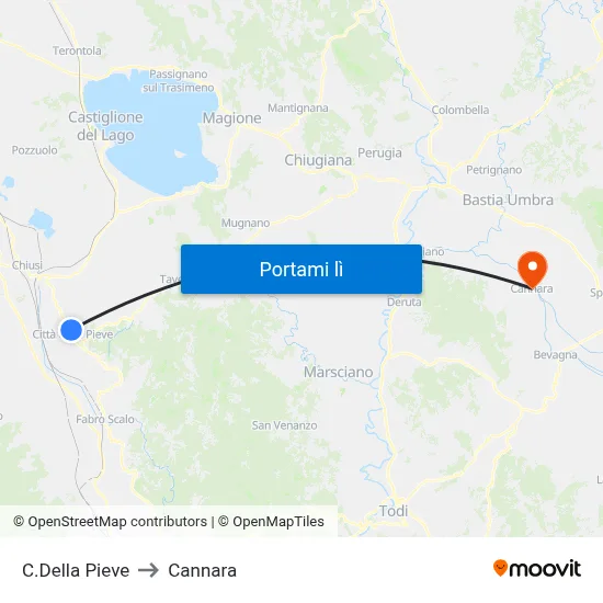 C.Della Pieve to Cannara map