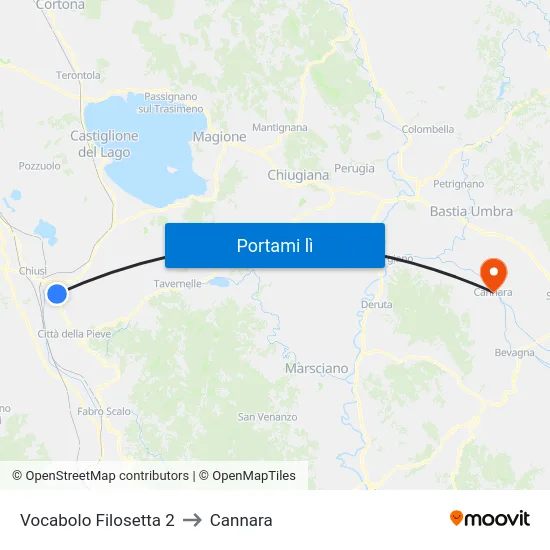 Vocabolo Filosetta 2 to Cannara map