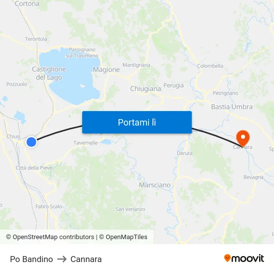 Po Bandino to Cannara map