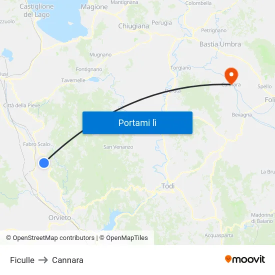 Ficulle to Cannara map