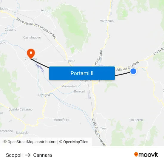 Scopoli to Cannara map