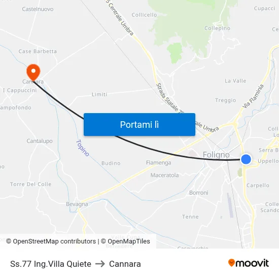 Ss.77 Ing.Villa Quiete to Cannara map