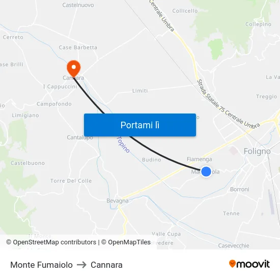 Monte Fumaiolo to Cannara map