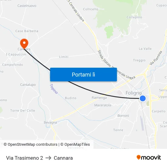 Via Trasimeno 2 to Cannara map
