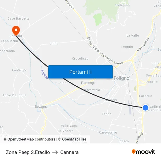 Zona Peep S.Eraclio to Cannara map