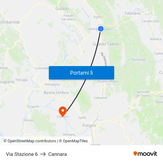 Via Stazione 6 to Cannara map