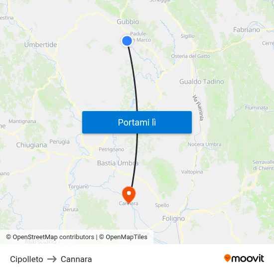 Cipolleto to Cannara map