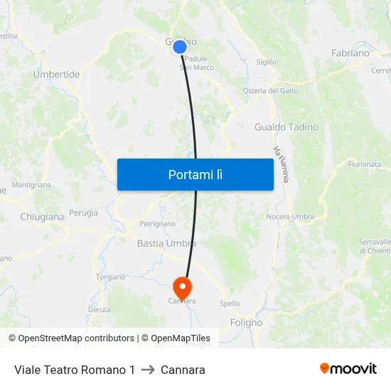 Viale Teatro Romano 1 to Cannara map