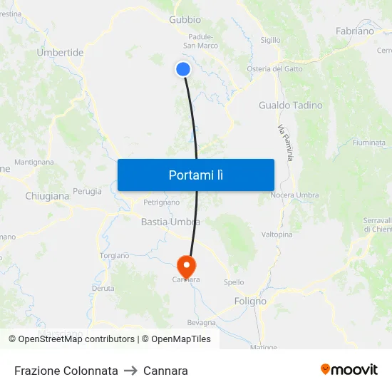 Frazione Colonnata to Cannara map