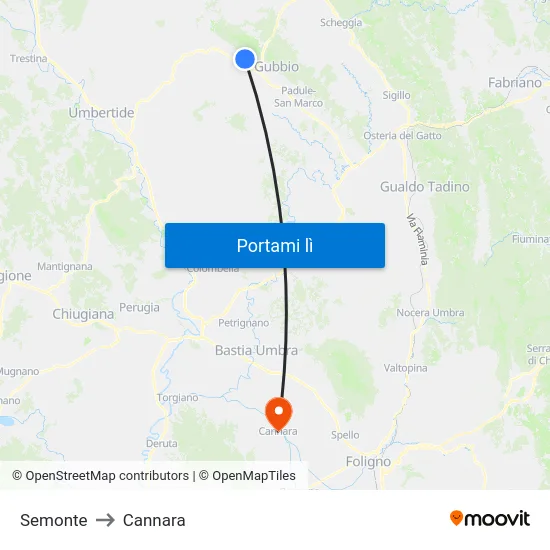 Semonte to Cannara map