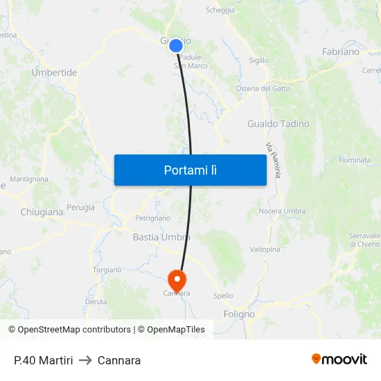 P.40 Martiri to Cannara map