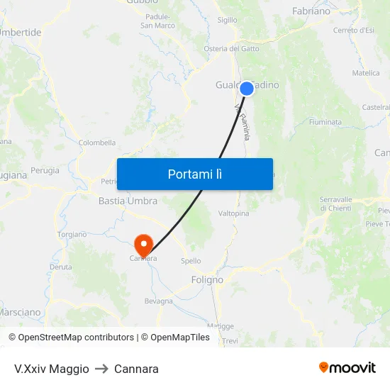 V.Xxiv Maggio to Cannara map