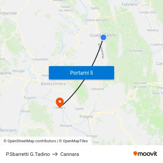 P.Sbarretti G.Tadino to Cannara map