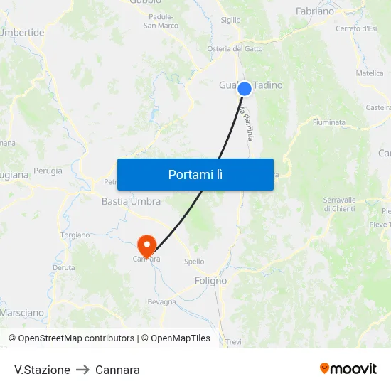 V.Stazione to Cannara map